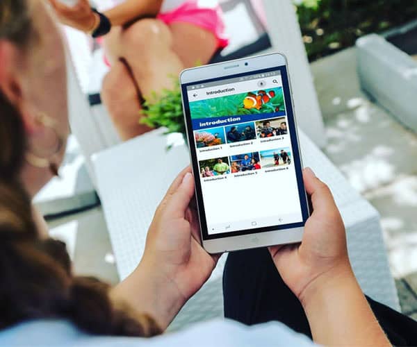 Persona che guarda contenuti digitali su smartphone con sfondo esterno.